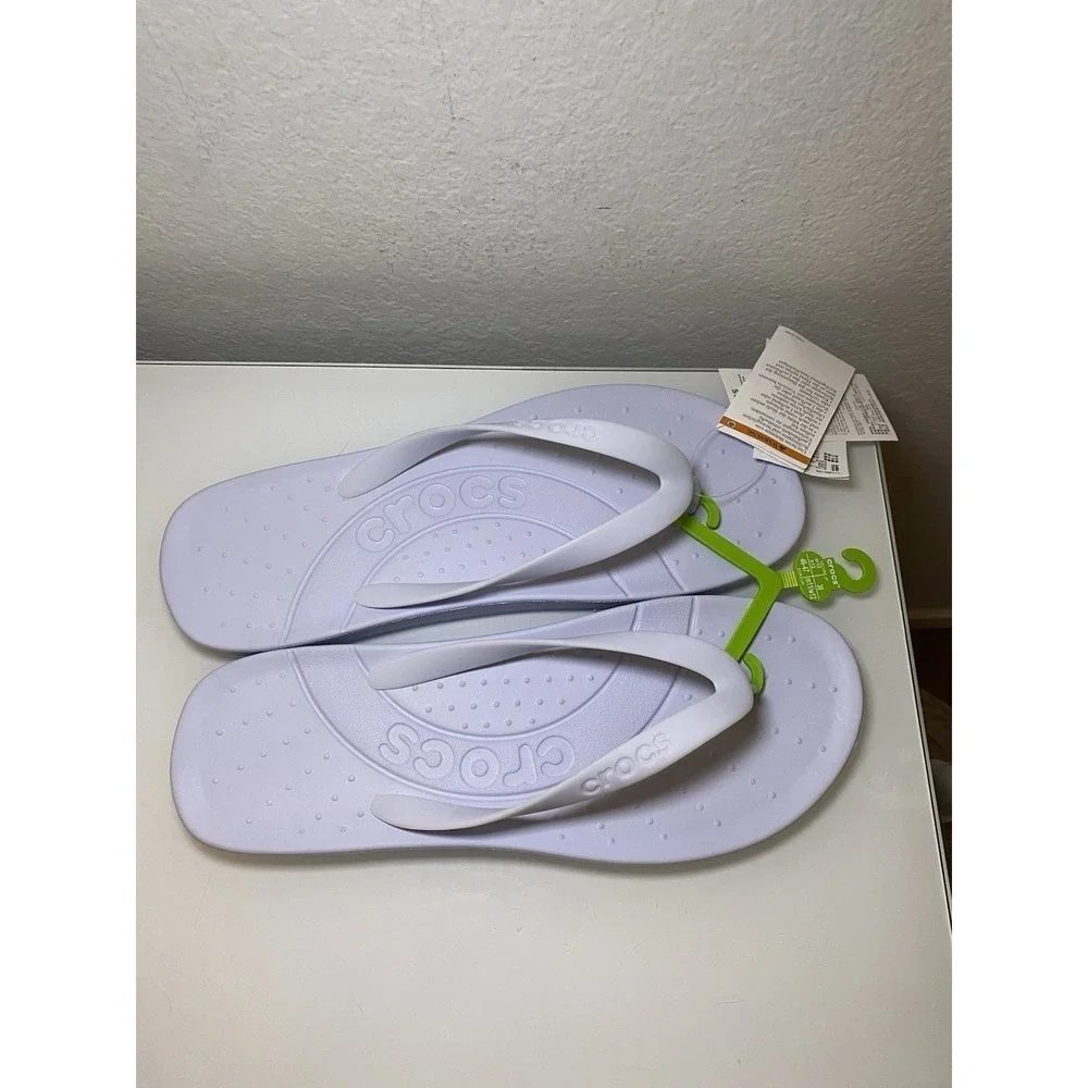 NEW Crocs Flip Flops Men's Size 12M Dreamscape Pale Blue/Purple Comfort Outdoor